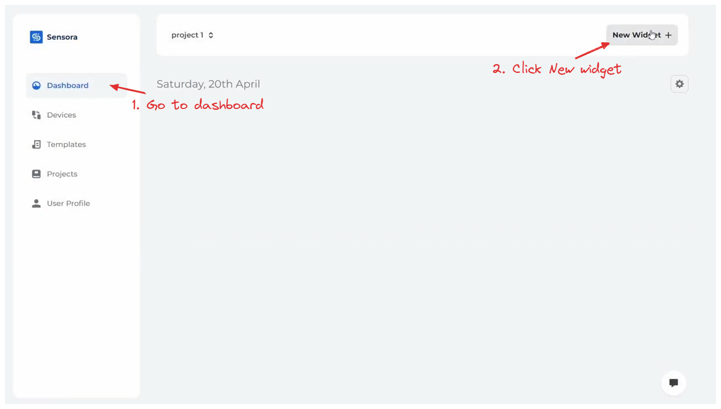 Sensora Cloud - Create New Widget